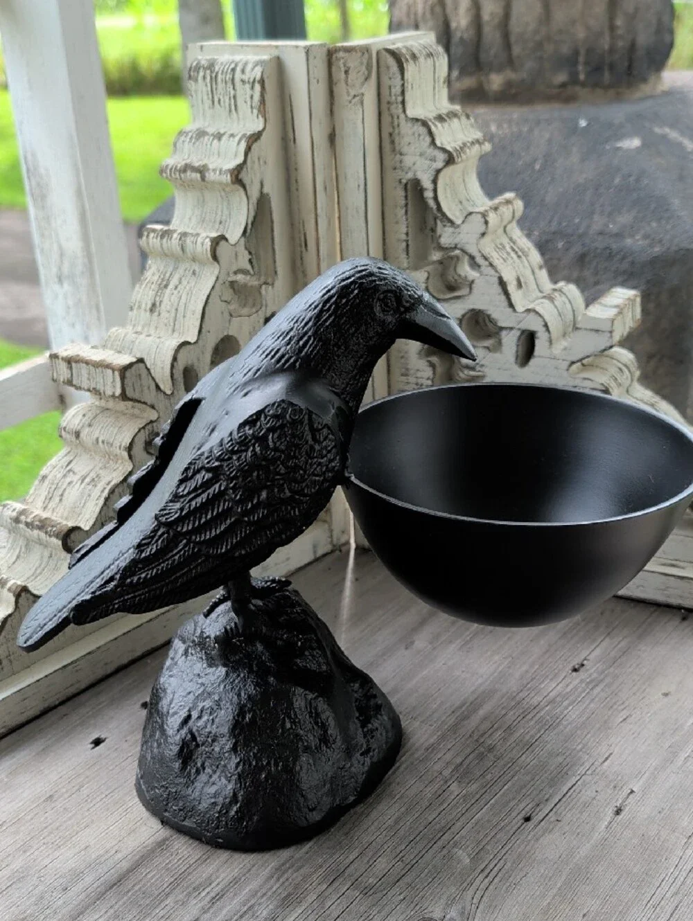 Black Raven Decorative Bowl Sculpture - Home Accents
